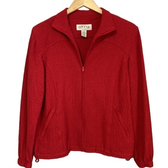 ORVIS VINTAGE 1990s Crinkle
Waffle Crepe Zip‎ Up Jacket Sz S - Picture 2 of 10
